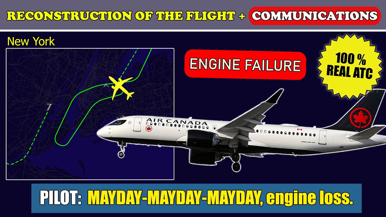 MAYDAY. The engine rolled back on final | Air Canada Airbus A220-300 | New York, ATC