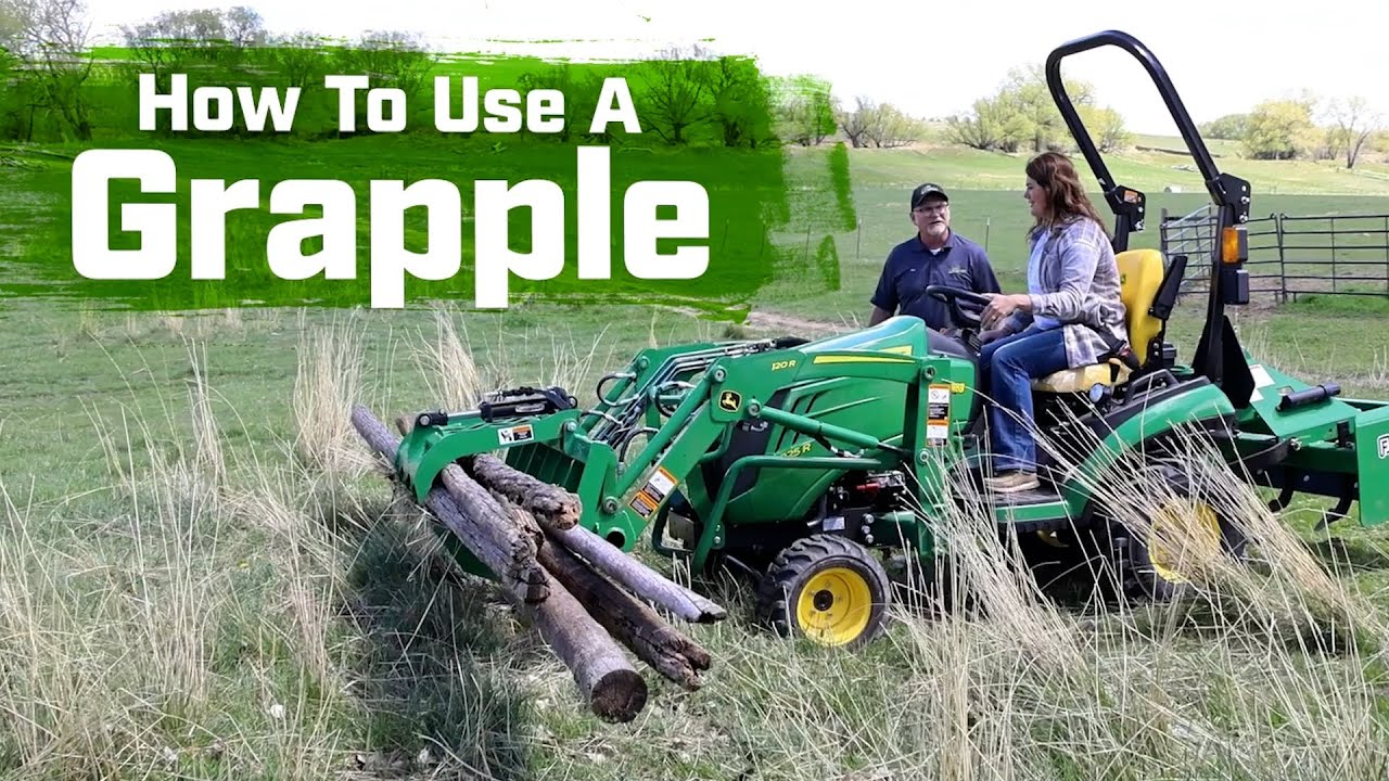 How To Grapple with the Frontier AV20F Grapple on a John Deere 1025R Tractor - Neil Motley