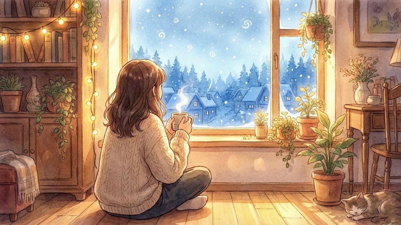 Peaceful Winter Day in a Cozy House | Ghibli-Style Relaxing Anime Vlog