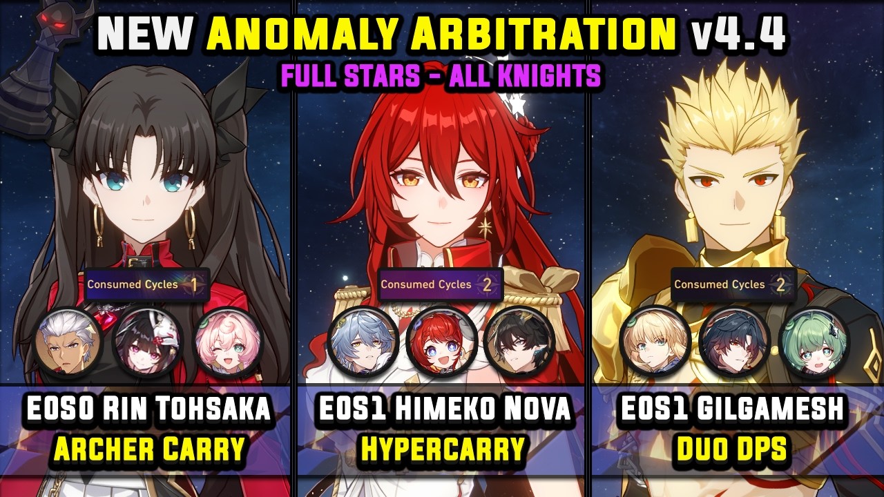 E0 Rin Tohsaka & E0 Himeko Nova & E0 Gilgamesh (9 Stars) Anomaly Arbitration Honkai Star Rail 4.4