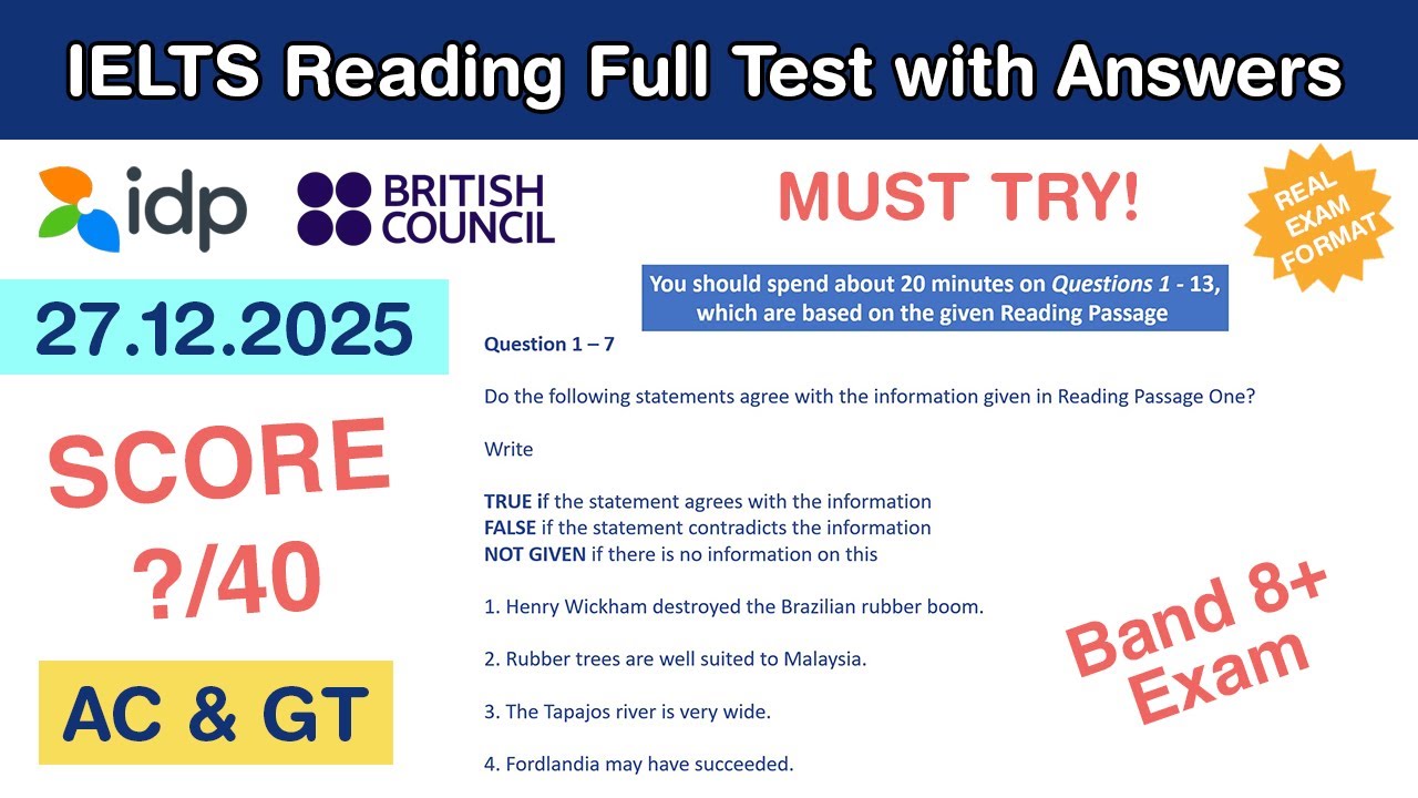 IELTS Reading Practice Test with Answers 27.12.2025 - Test #109