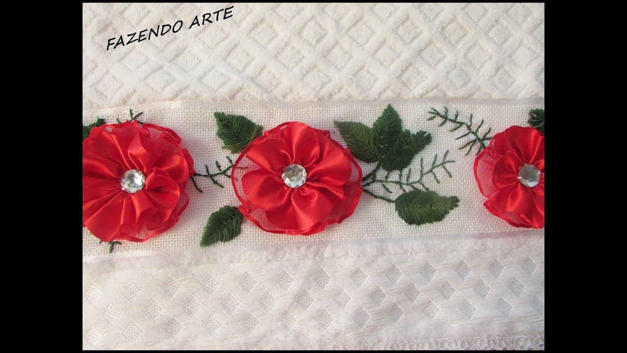 BORDADO COM FITAS- FLOR PARA  TIARAS FAIXAS TOALHAS