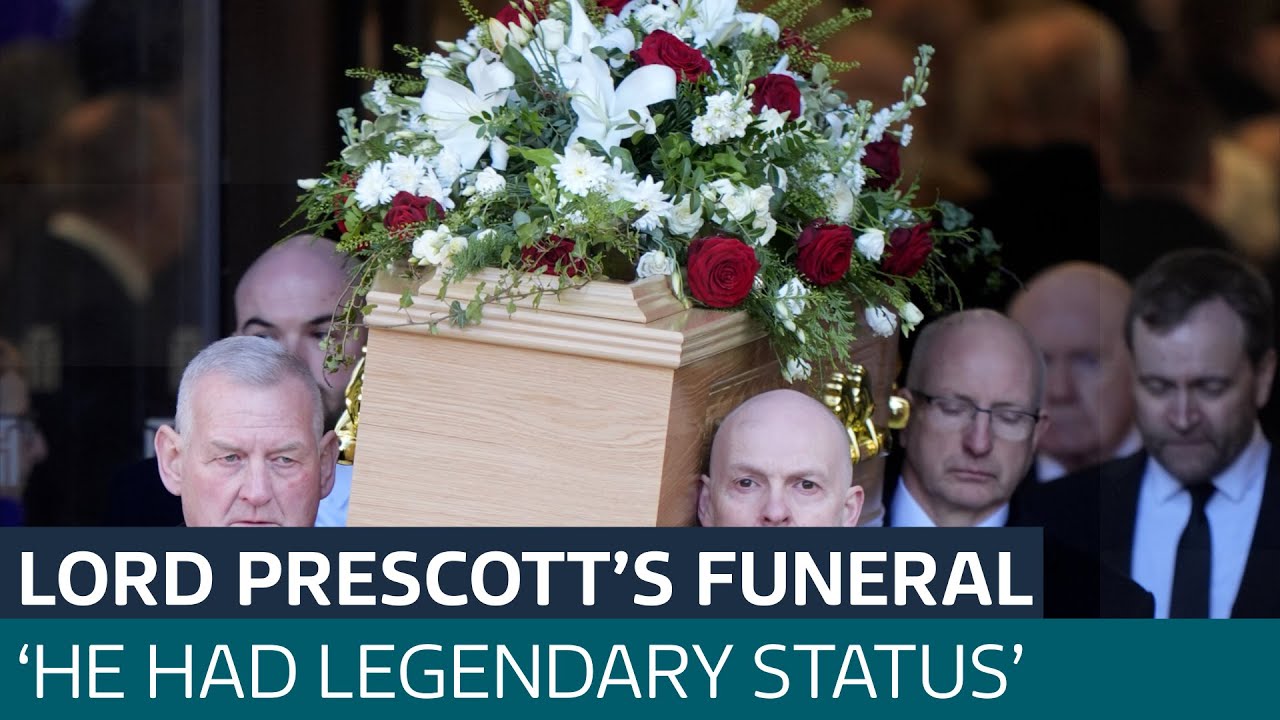 Former PMs Tony Blair and Gordon Brown pay tribute at Lord John Prescott's funeral | ITV News