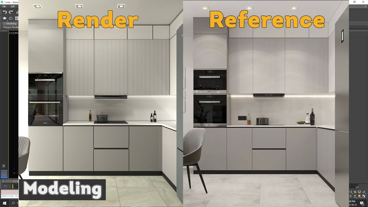2- Making of an interior design (Kitchen) using 3Ds Max & Vray
