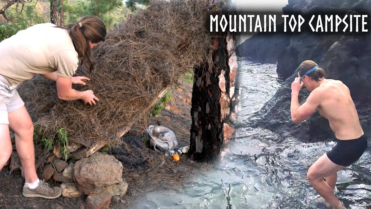 Epic MOUNTAIN CAMPING! Climbing & Building a Shelter on Top! (CANARIES)