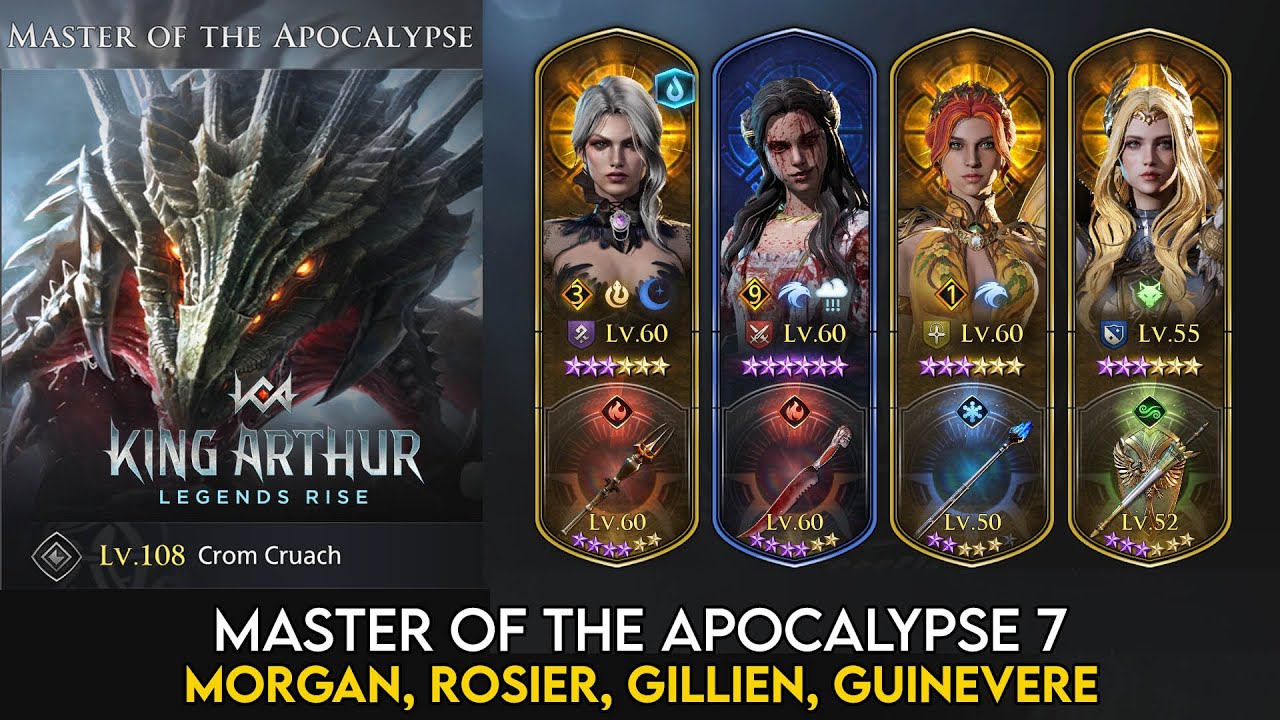 Master of Apocalypse 7 vs Morgan, Rosier, Gillien, Guinevere | King Arthur Legends Rise Guide