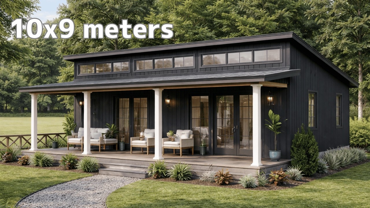 32'x29' (10x9m) Tiny House Design Idea: Cozy 70m² Country Home - Small House Plans