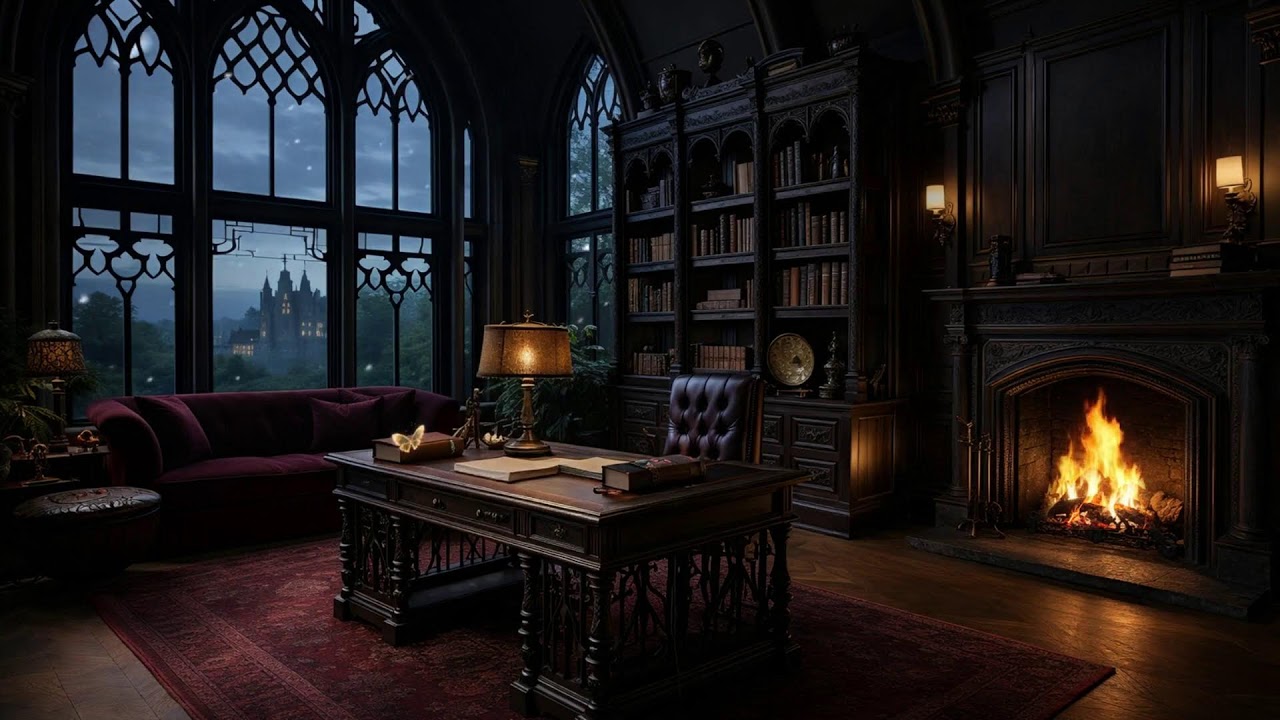 Castle View Study Room 🏰 Dark Academia Piano for Intense Concentration & Productivity