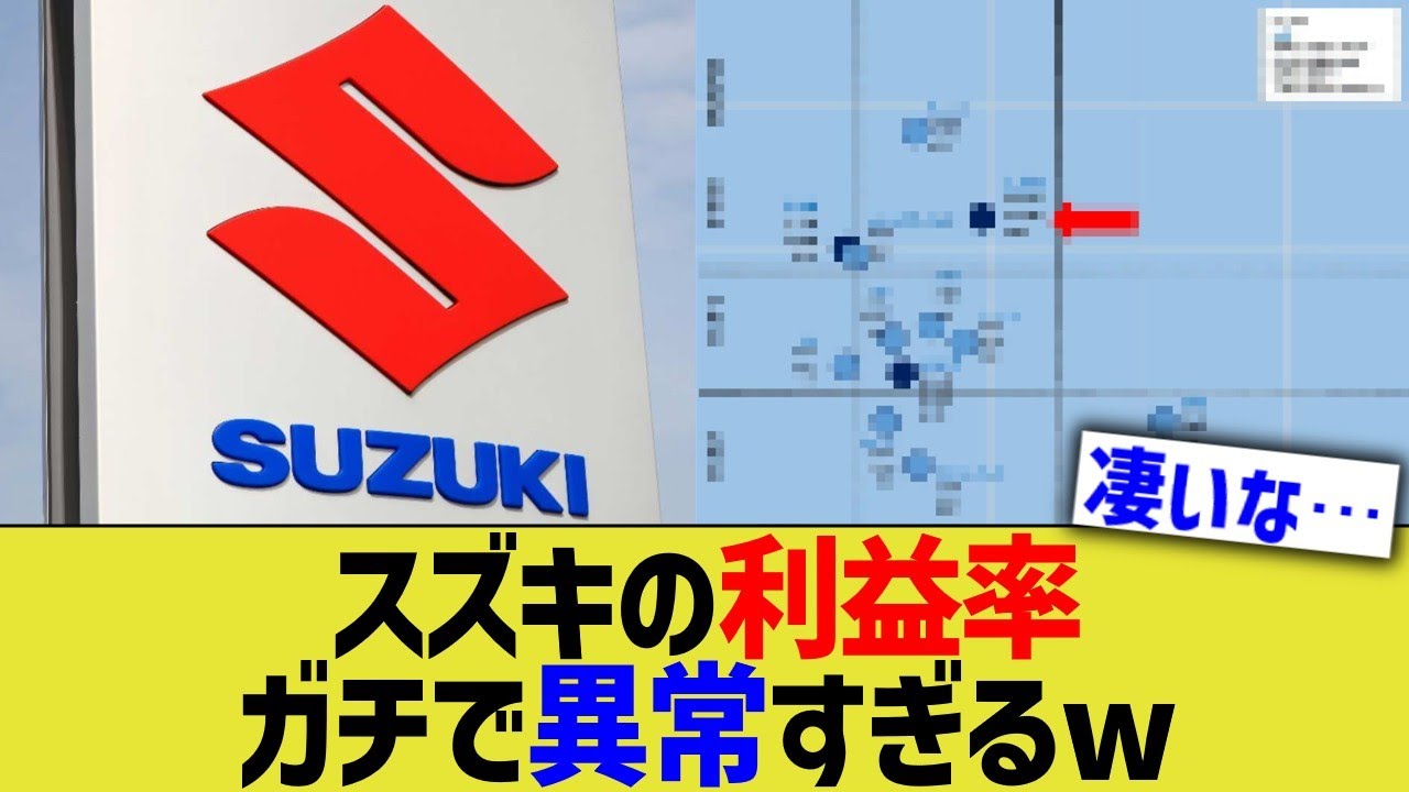 スズキの利益率、ガチで異常すぎるwww