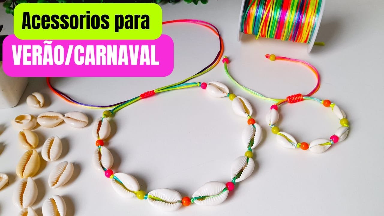 COMO FAZER BIJUTERIAS PARA VERÃO e CARNAVAL / Choker de búzios naturais #comofazerbijuterias #biju