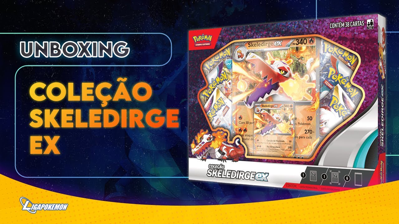 UNBOXING POKEMON TCG &ndash; BOX COLE&Ccedil;&Atilde;O &ndash; PARCEIROS DE PALDEA &ndash; SKELEDIRGE EX