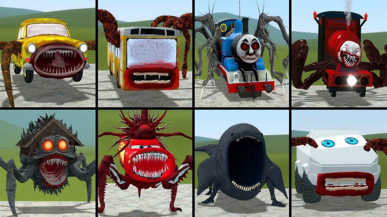 OLD AND NEW UPDATE: CAR EATER, THE BLOOP, BUS EATER BUILDING, THOMAS TRAIN, HOUSE HEAD IN GMOD !!