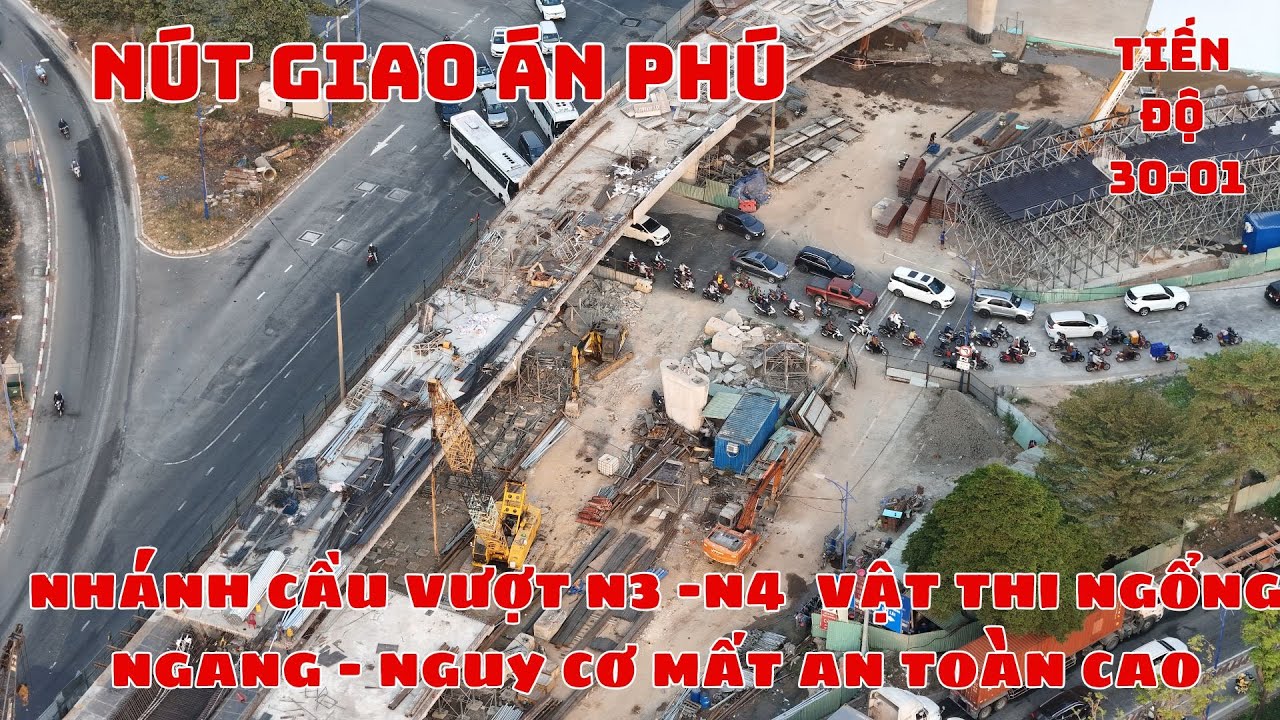 Cận cảnh tiến độ nút giao An Phú: Nhánh cầu N3, N4 thi công 