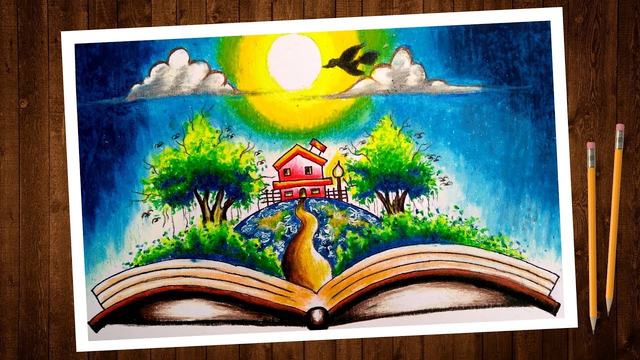 World Book day chart drawing for students.book day poster drawing for school project