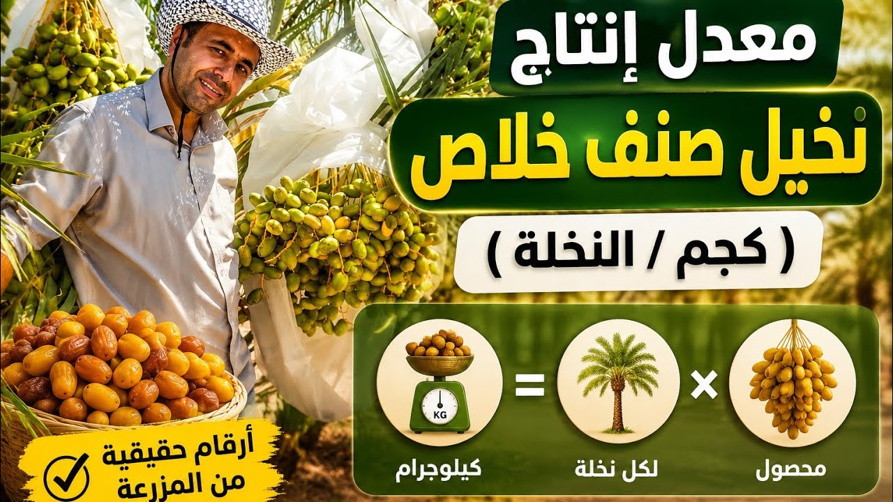 معدل إنتاج نخيل صنف خلاص ( كجم / النخلة )