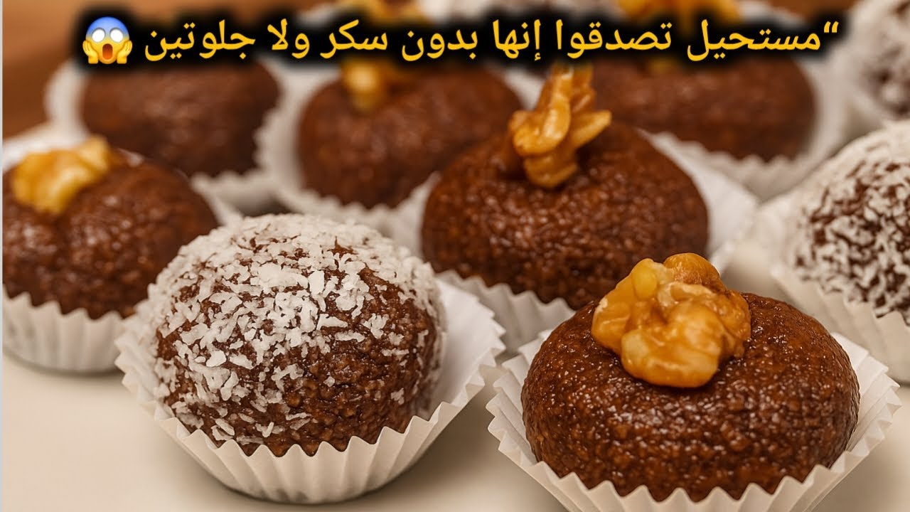 كرات شوكولاتة صحية بدون سكر وخالية من جلوتين 🍫😍 أسهل وألذ وصفة حلى صحية وبمكونات متوفرة بالبيت