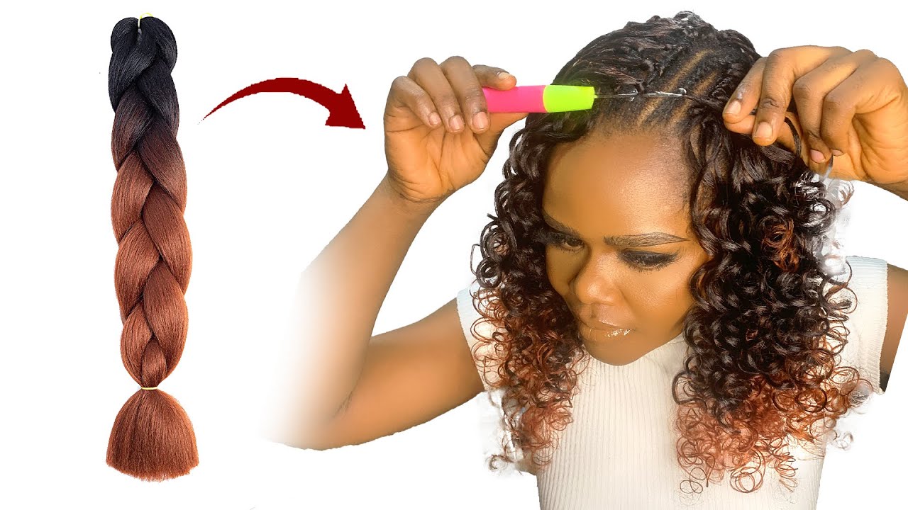😳NO LEAVE OUT❌😱 DIY Curly Crochet Hairstyle Using Braid Extension