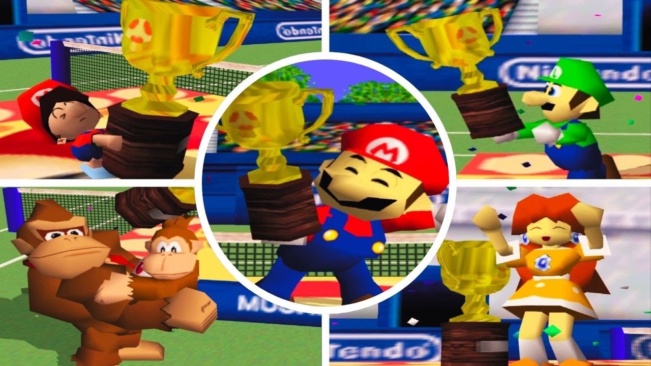 Mario Tennis 64 - All Characters Trophy Celebration Compilation