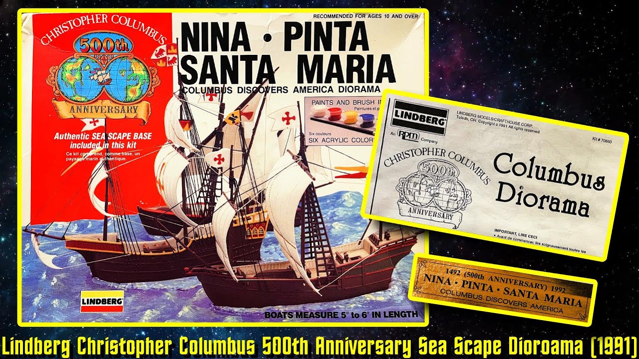 LINDBERG Christopher Columbus 500th Anniversary Nina - Pinta - Santa Maria Sea Scape Diorama (1995)