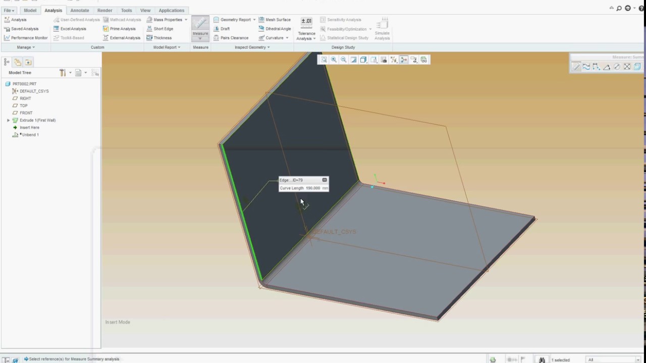 Creo Sheet Metal Tutorial | How to set K factor? How to change Developed length of sheet metal?