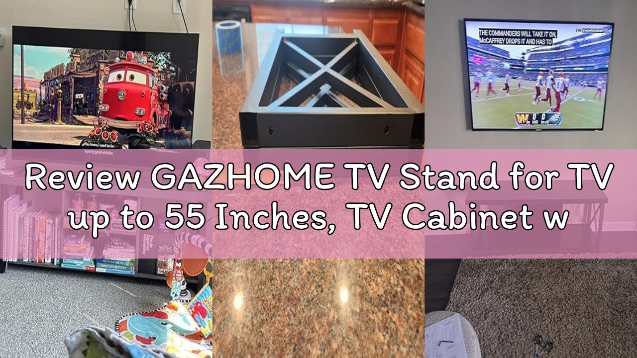 Review GAZHOME TV Stand for TV up to 55 Inches, TV Cabinet with Open Storage, TV Console Unit with S