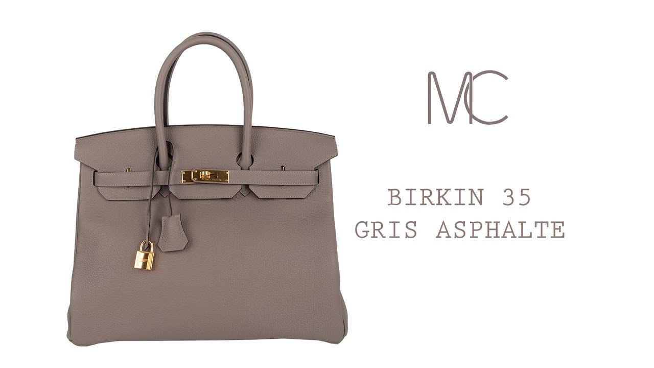 Hermes Birkin 35 Bag Gris Asphalte Togo Gold Hardware • MIGHTYCHIC •