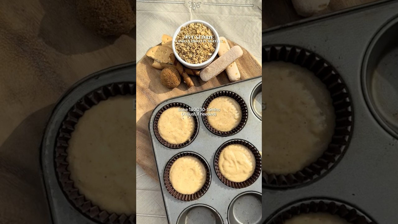10g Protein, 95cal per muffin Vanilla protein muffins #weightloss #caloriedeficit #proteindessert