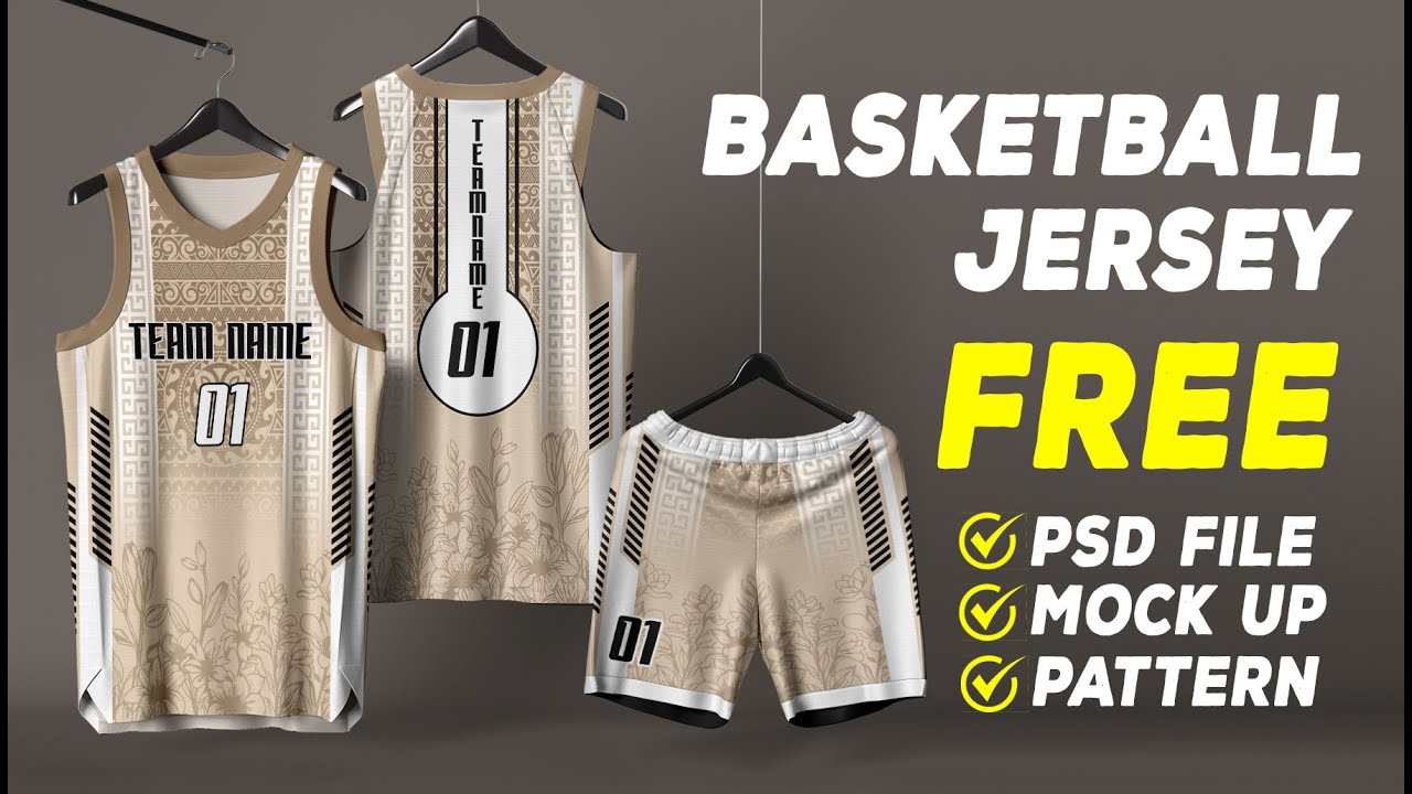 FREE BASKETBALL JERSEY MOCKUP & PATTERN DESIGN ( PSD & TIF DOWNLOAD)