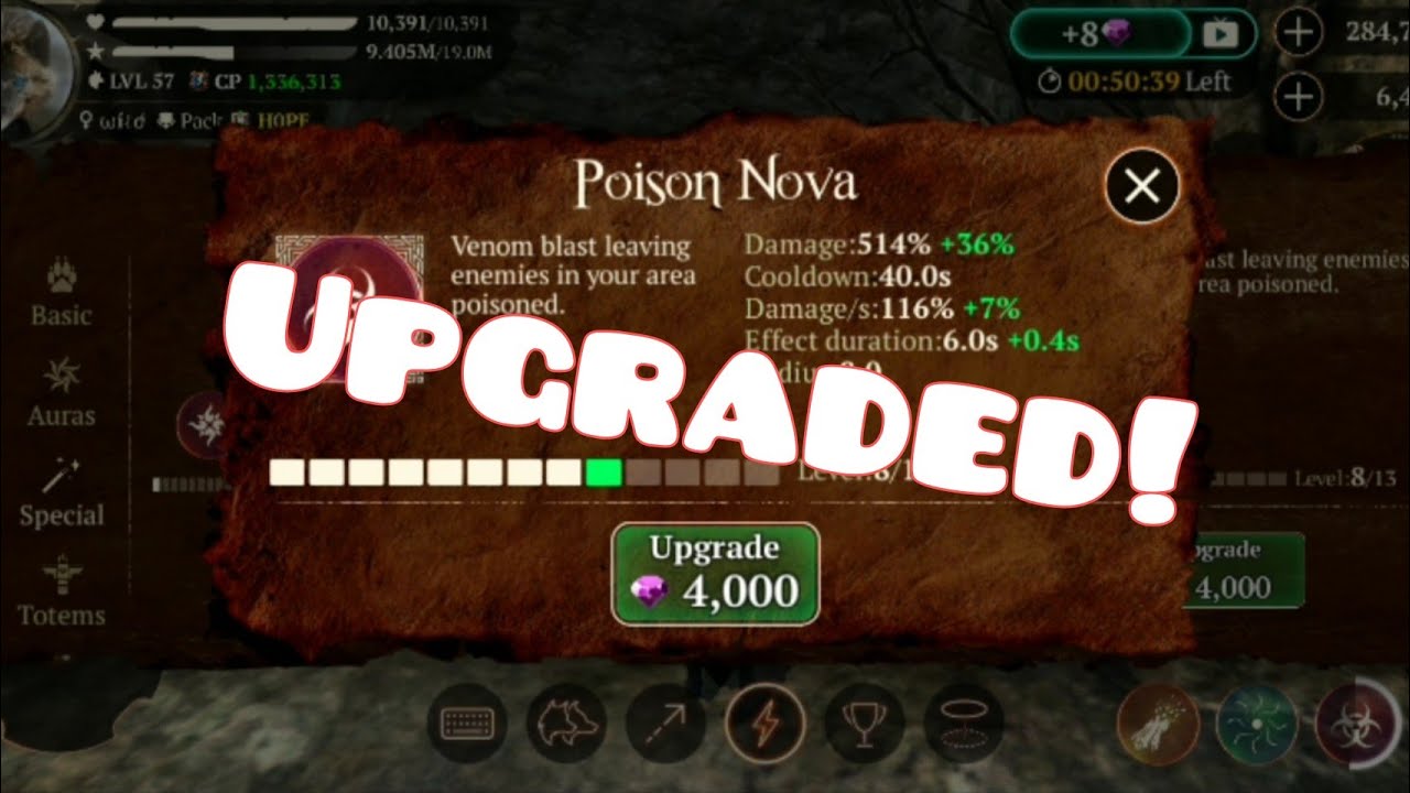 The Wolf game - upgrading Poison Nova to 8