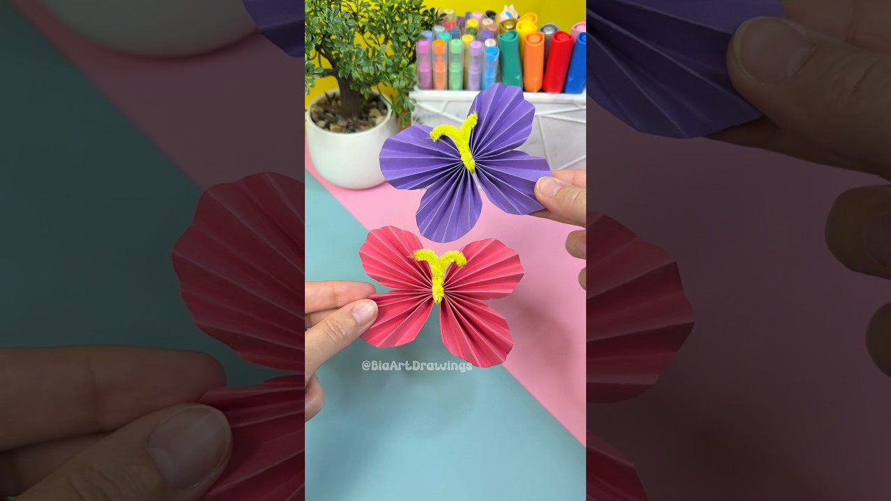 No Glue Butterfly Paper Craft 🦋 #shorts #papercraft