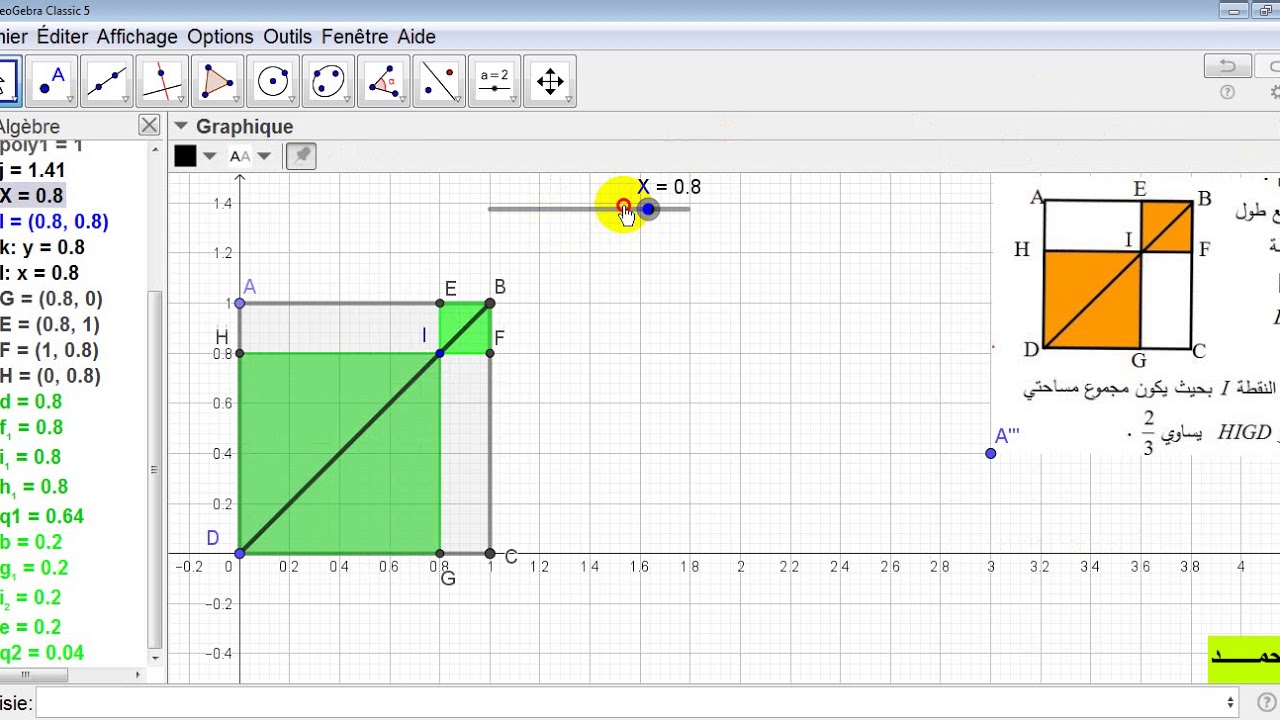 معالجــــة التمرين 86 الصفحـــة 59 بإستعمـــال برنامـــج GeoGebra...