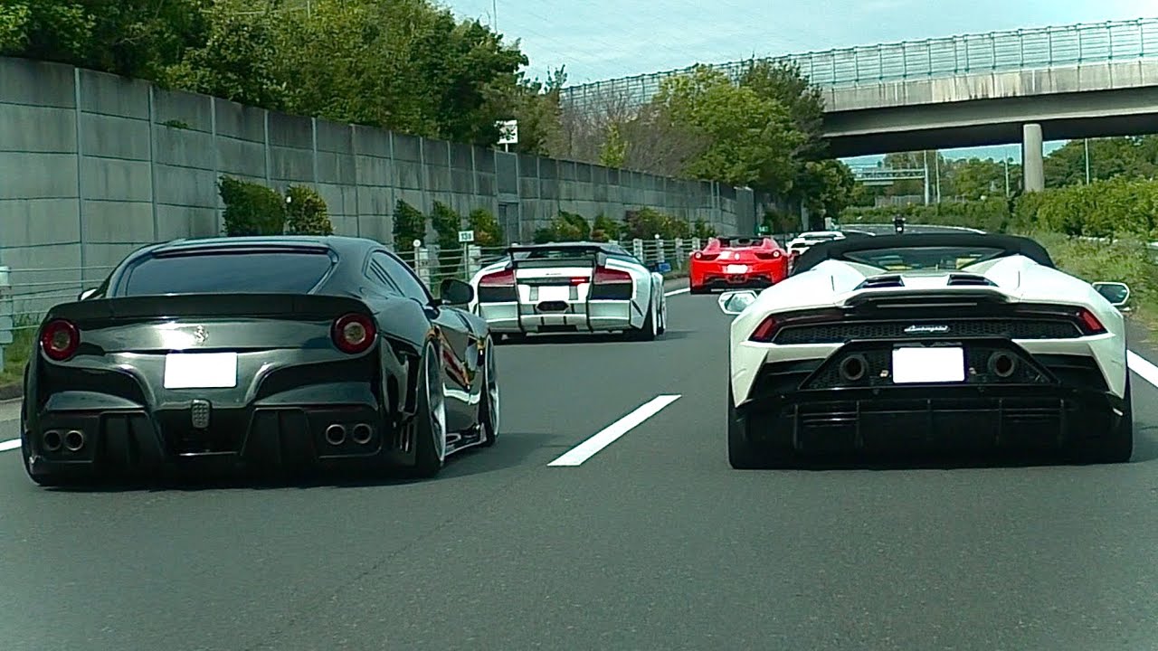 【爆音のスーパーカー集団‼️】加速 マフラー音 [F12,ウラカン,ムルシエラゴ]