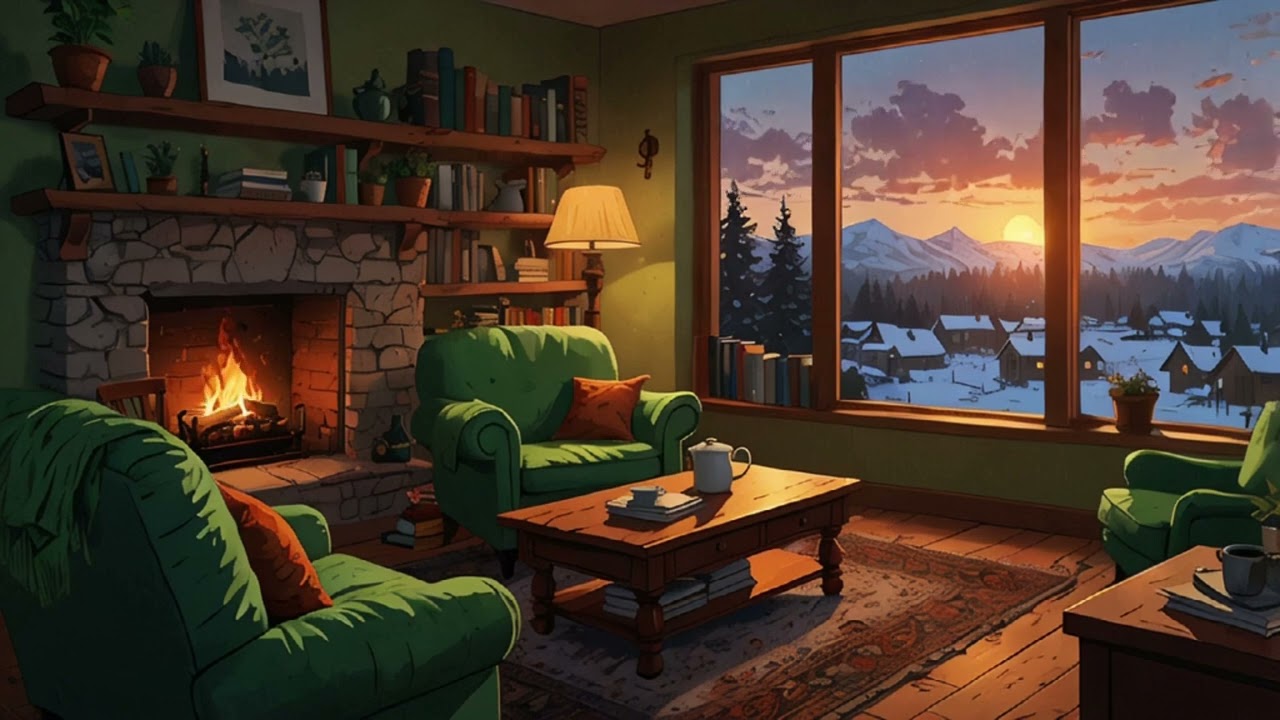 🔥 Fireside Relaxation 3 Hours - LoFi Beats for Fireplace Background 🔥