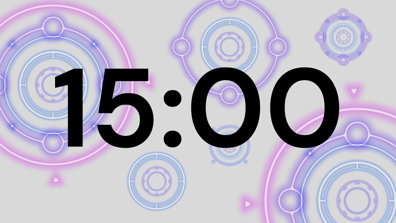 15 Minute Break Timer 🧡 Short Rest Countdown 🧡 Colorful Animated Circle Background 🧡 ASMR Tick Tock
