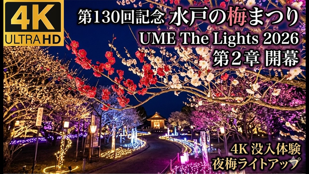 🌸4K【Vlog】光と梅の共演。水戸・偕楽園「UME The Lights 2026」を歩く。茨城県 2026.3