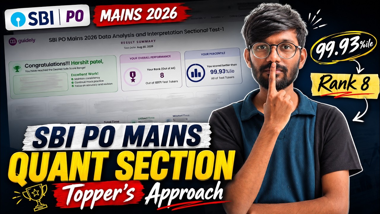 Topper's Approach - SBI PO MAINS QUANT 2026 🔥