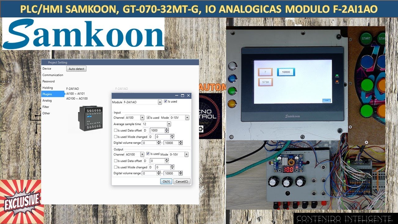 06-PLC/HMI SAMKOON, GT-070-32MT-G, IO ANALOGICAS MODULO F-2AI1AO