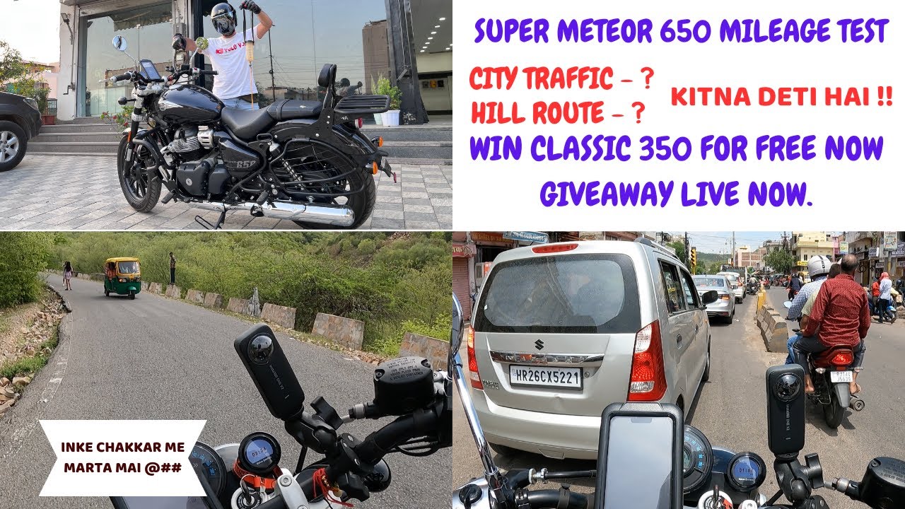 Super meteor 650 ka mileage test| Scooty fail kar de 650 cc bike ne | Win CLASSIC 350 GIVEAWAY Live.