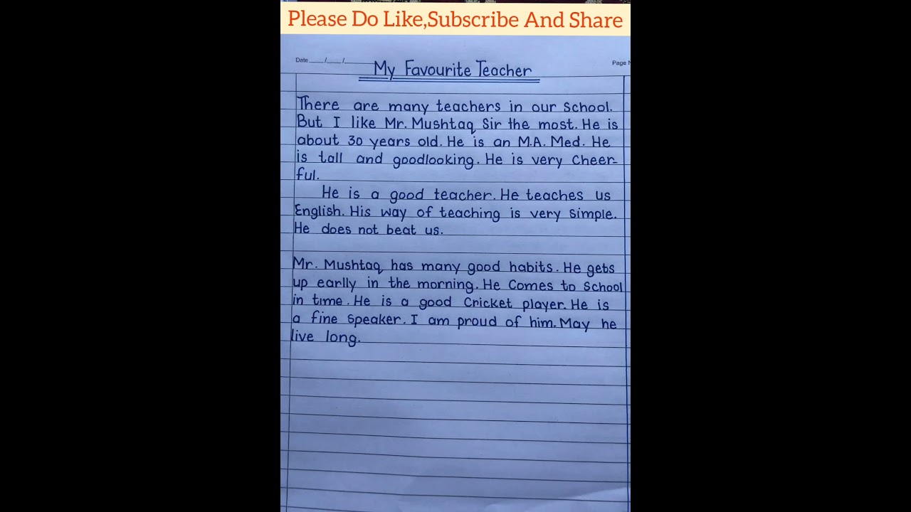 My favorite teacher |#essaywriting #viral #shorts