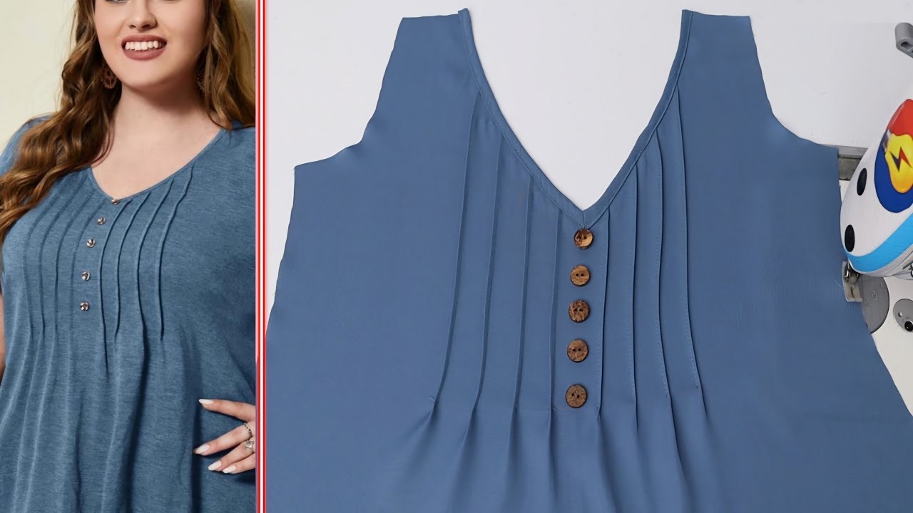 No One Tells You This V Neck Trick | Easy Pin Tucks Kurti Sewing Tutorial | DIY Sewing Tricks