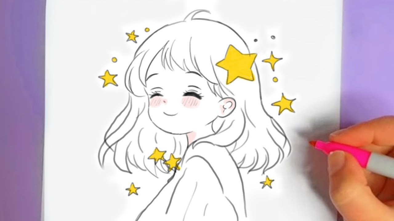رسم انمي سهل جدا | طريقة رسم فتاة أنمي كيوت | تعليم الرسم خطوة بخطوة
