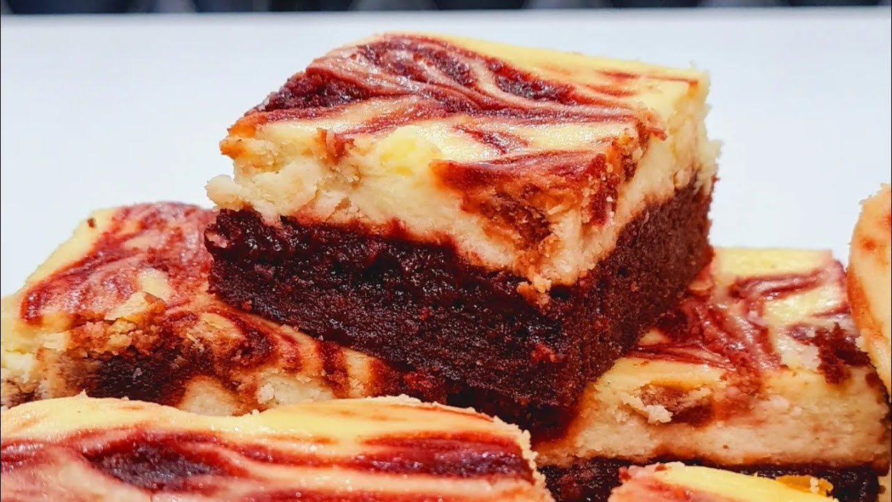 红丝绒芝士布朗尼Red Velvet Cheesecake Brownie大理石旋涡,软心浓郁|情人节食谱|Marble Swirl,Fudgy Rich|Valentine’s Day Recipe
