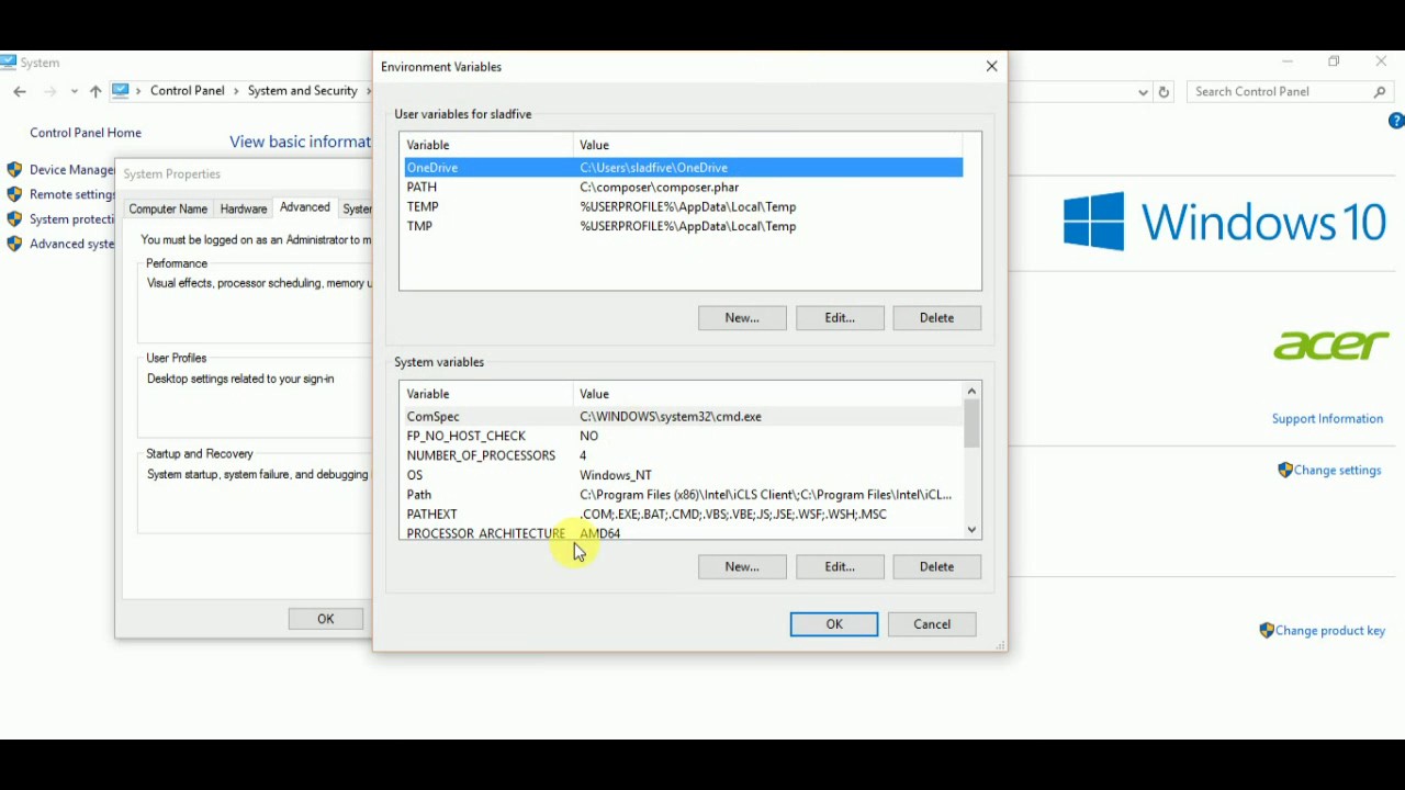 Path Environment Variable in Windows 10