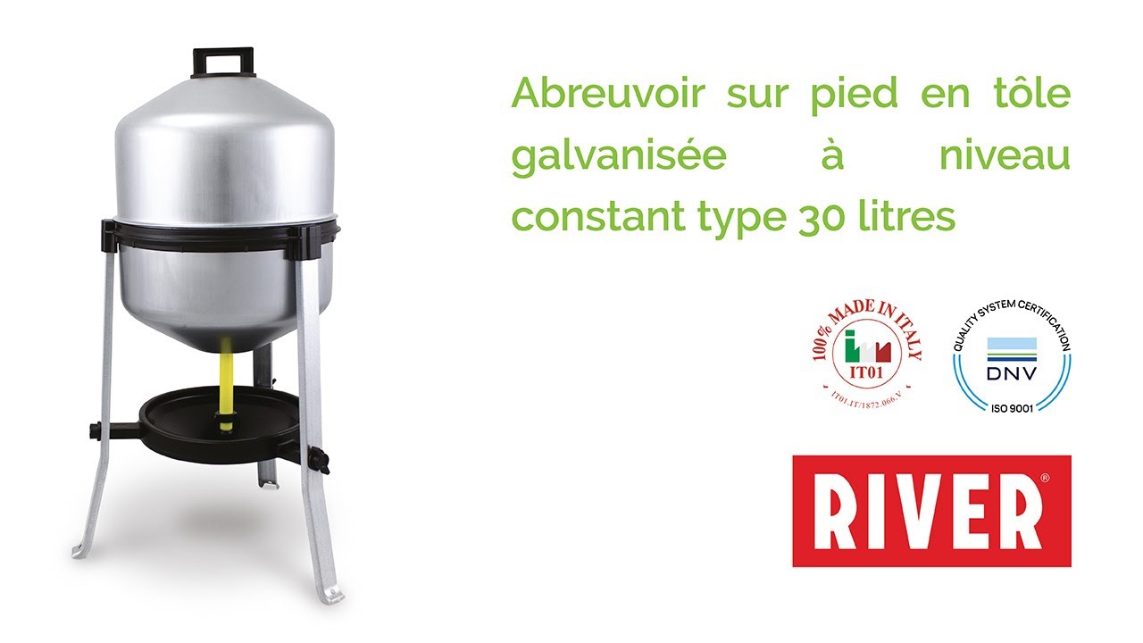 Montage de abreuvoir sur pied en tôle galvanisée à niveau constant type 30L