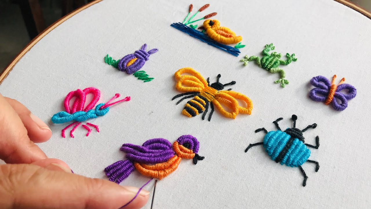 Hand Embroidery: 8 Bullion Cute Embroidery Designs For Shirts And T-Shirt - Embroidery For Beginners