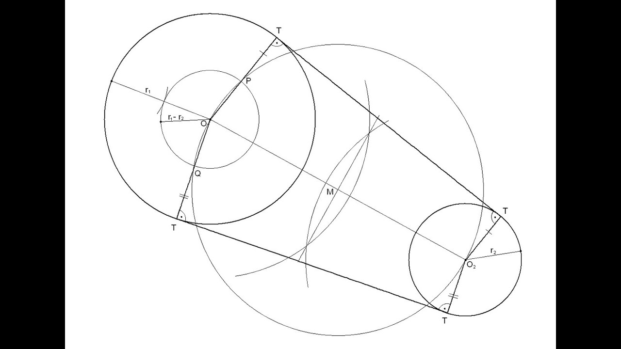 Rectas tangentes exteriores a dos circunferencias dadas
