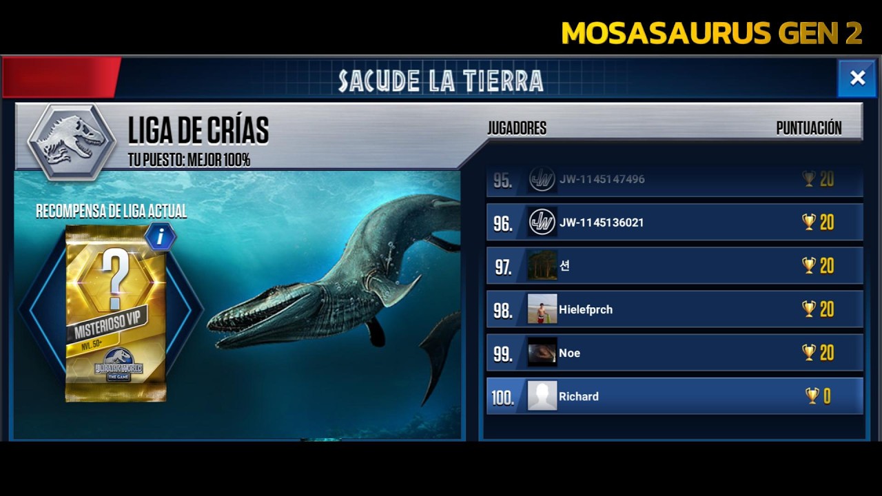 En directo: Peleas de dinosaurios PVP, Torneo MOSASAURUS GEN 2; Jurassic World The Game