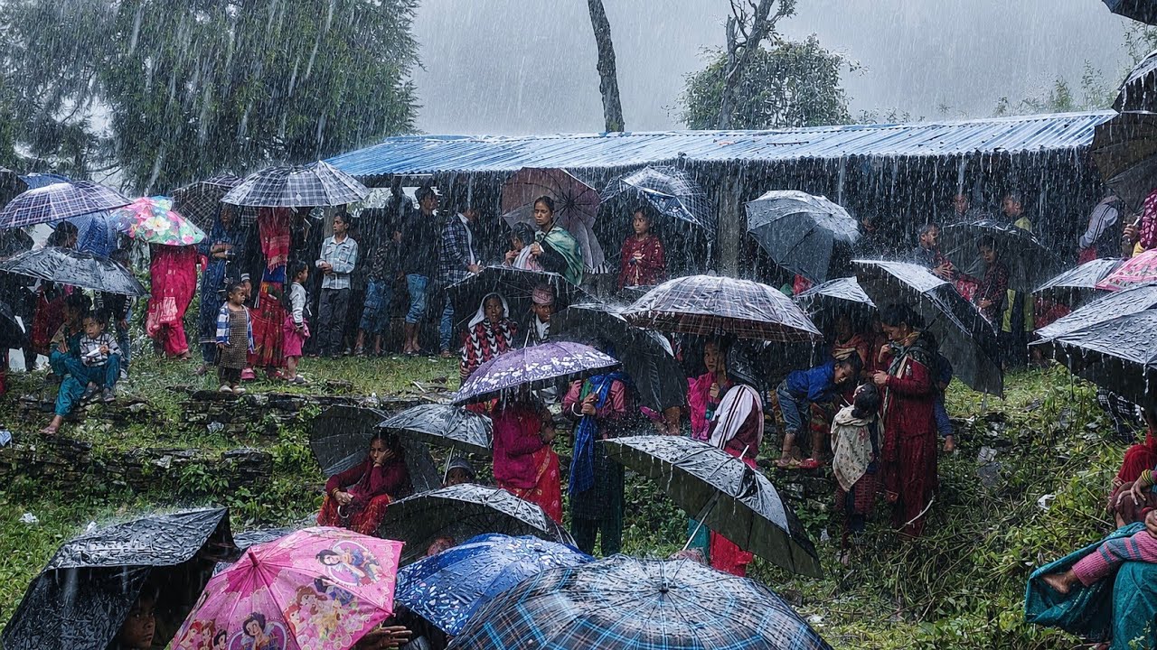 Real Nepali Mountain Village Life During Heavy Rain | Peaceful Rural Nepal 🌧️