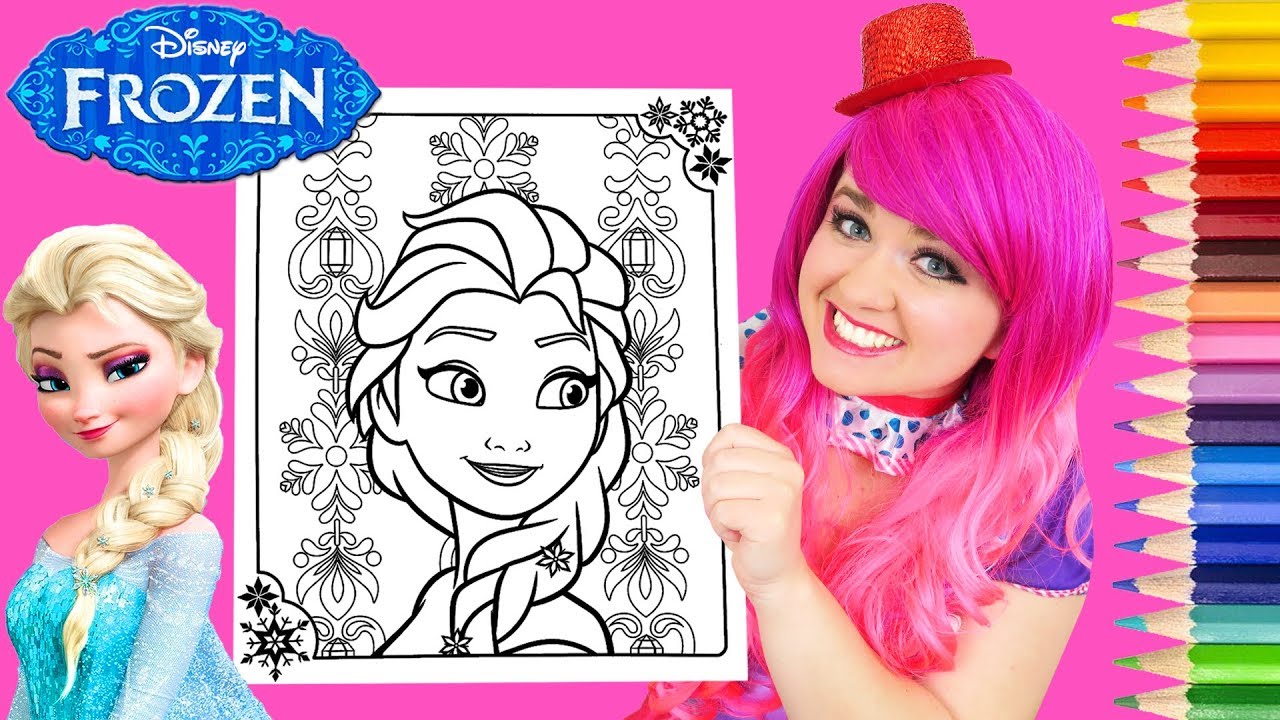 Coloring Frozen Elsa Disney Coloring Book Page Prismacolor Colored Pencils | KiMMi THE CLOWN