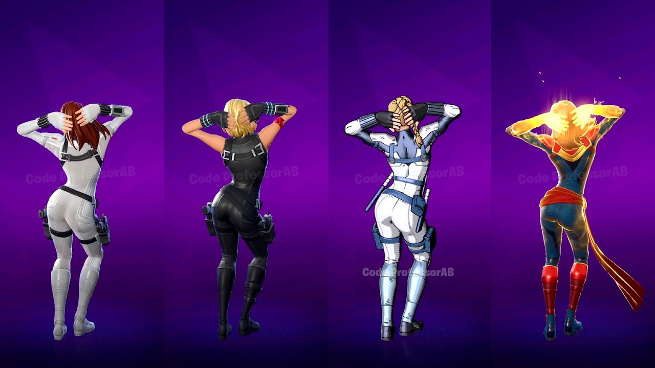 Fortnite Jump Emote With Black Widow Catpain Marvel White Widow Skin Thicc 🍑😍🥵 Who Won ? 😱🔥